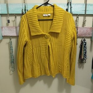 Pretty Yellow One Button Sweater